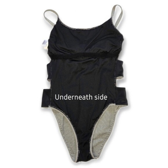 Shade and Shore Gold and Black One Piece Swimsuit with Side Cutouts Size Small - Picture 8 of 15